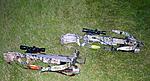 My two crossbows. 
 
Left: Ducks unlimited special edition Ibex, shadow zone scope and easton razorbolts, 150grn. field points. 
 
Right: Equinox,...