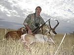 Antelope 2003 
With Buffy, my Golden Retriever 
DIY, SE Montana 
.257 Ackley, 117 gr Sierra GameKing