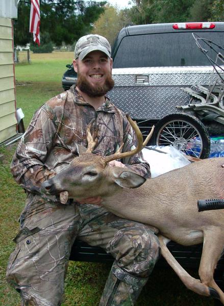 The right main beam was busted as well as the tip of the left main beam but still a good lookin buck