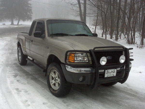 2003 Ford Ranger Fx4.

- Tinted Windows

- Aftermarket Stereo

- Cold Air Intake

- Aftermarket Wiring

- Brush Guard with Hella 500FF's

- Running Boards

- 5 Speed 4.0L V6 SOHC