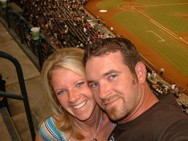 This is my wife and I at a pro baseball game in Phoenix