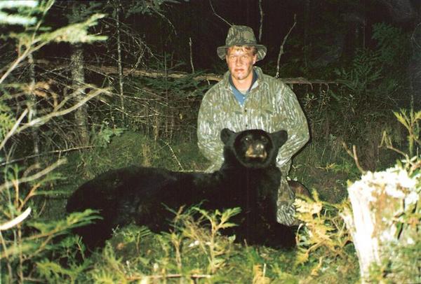 1993 Mn bear (Dressed out at 150lbs). I swore this bear was 250lbs plus when he came In to the bait, my emotions kicked my ass that evening!! That's bear hunting for ya!!!